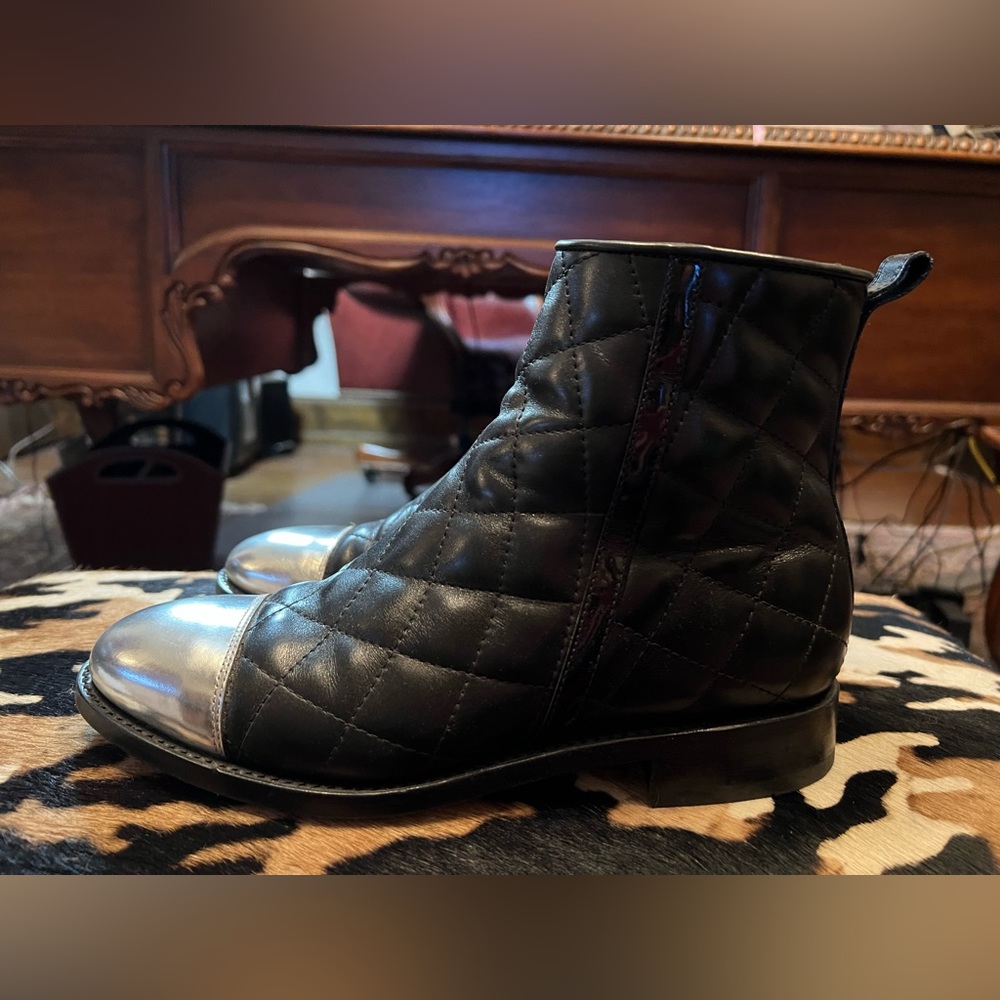 Balmain Quilted Ankle Boots Size 8M